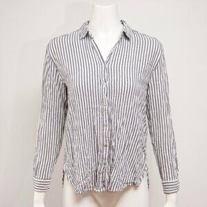 Jane and Delancey Striped Button Down High Low Hem Shirt Size Medium
